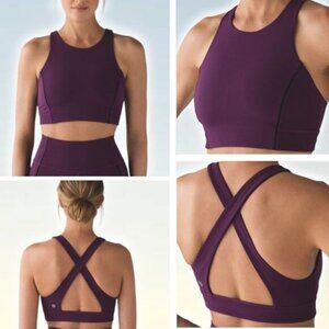 LULULEMON Simply Bare Bra Sz 2 Darkest Magenta / Black